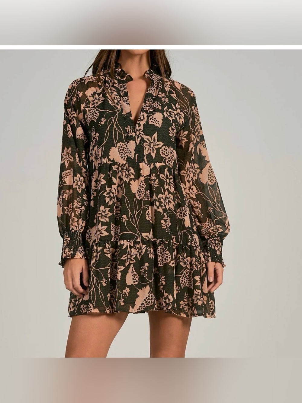 NWT Elan Black and Pink Floral Dress